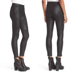 Free People black vegan leather never let you go leggings pants size 4